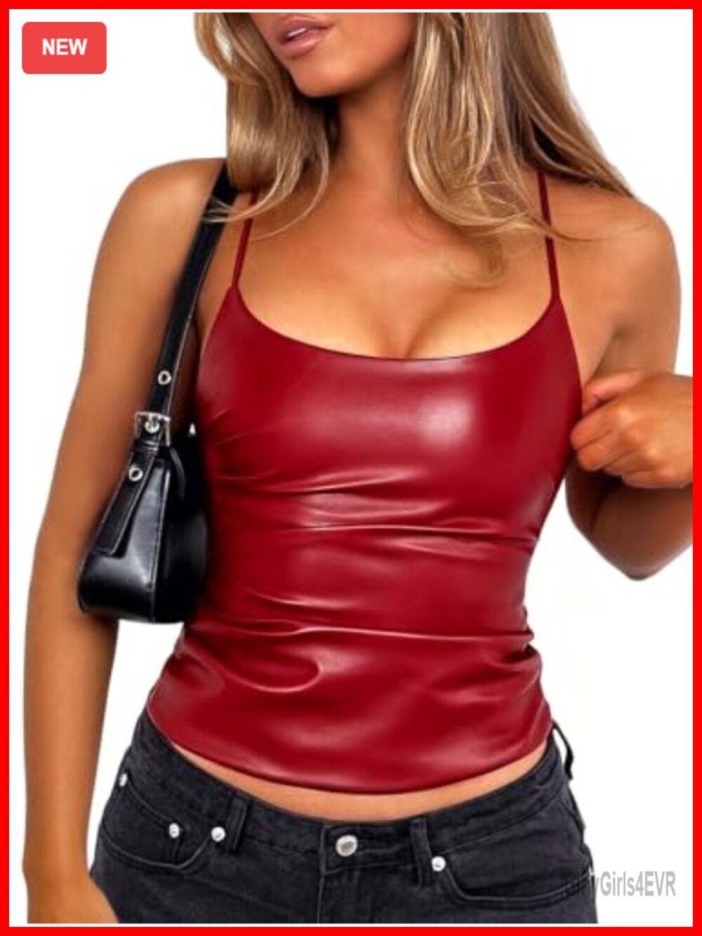 Faux Leather Ruched Crop Top Sleeveless Club Rave Tank Cami